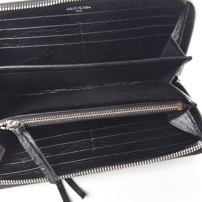 Balenciaga Agneau Classic Silver Hardware Continental Zip Around Wallet Black 5 of 9