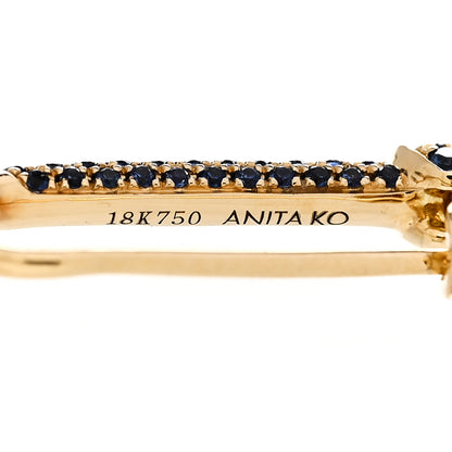 Anita Ko 18K Yellow Gold Blue Sapphire Mini Safety Pin Earring 4 of 4