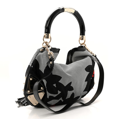 Gucci Cotton Patent Calfskin Large Indy Top Handle Hobo Black White Red 3 of 10