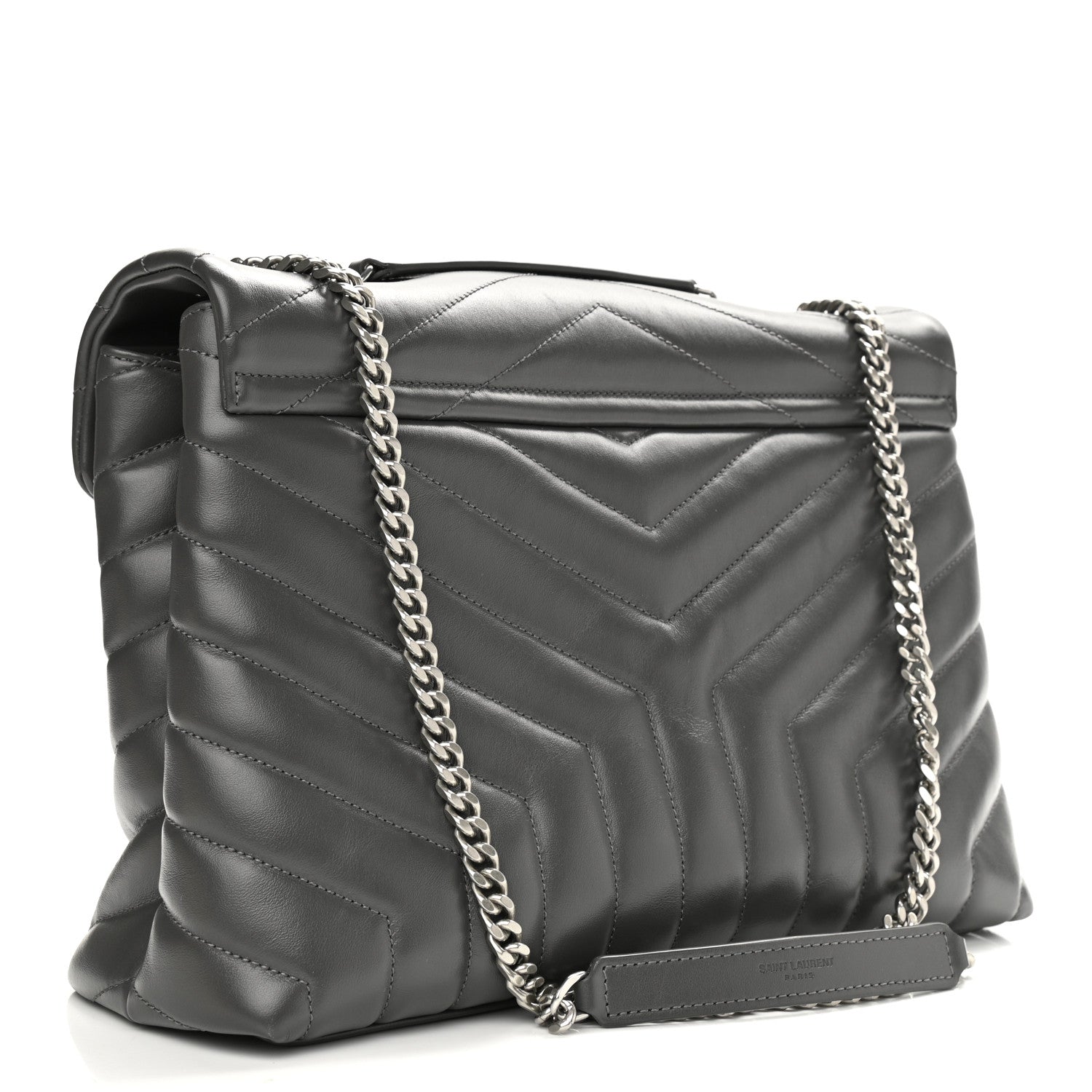 Saint Laurent Calfskin Y Quilted Monogram Medium Loulou Chain Satchel Earth 3 of 11
