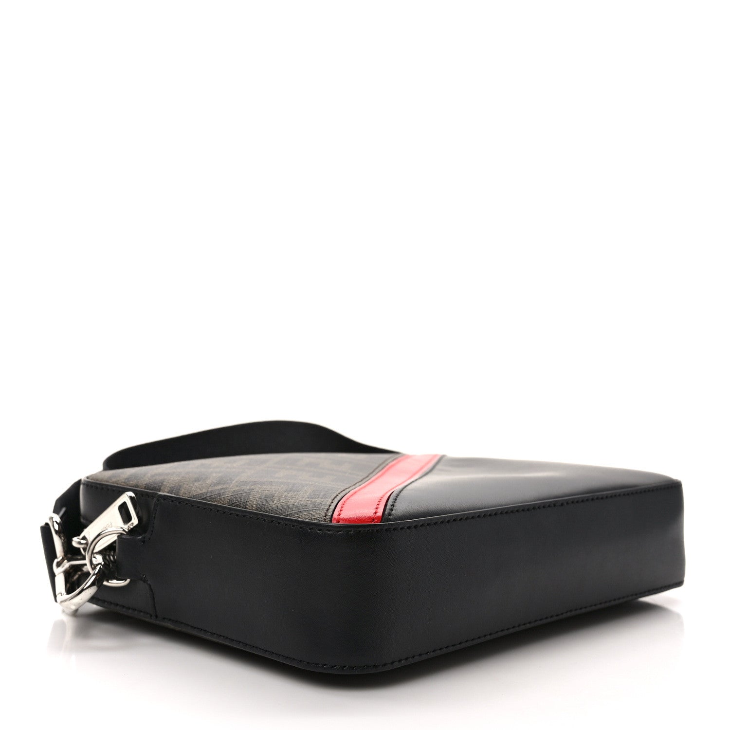 Fendi Glazed Fabric Vitello Liberty FF 1974 Diagonal Camera Case Tobacco Rosso Black 5 of 10
