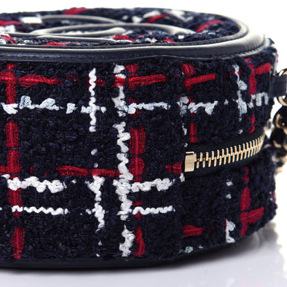 Chanel Tweed Quilted Round Filigree Clutch With Chain Navy Blue 8 of 10