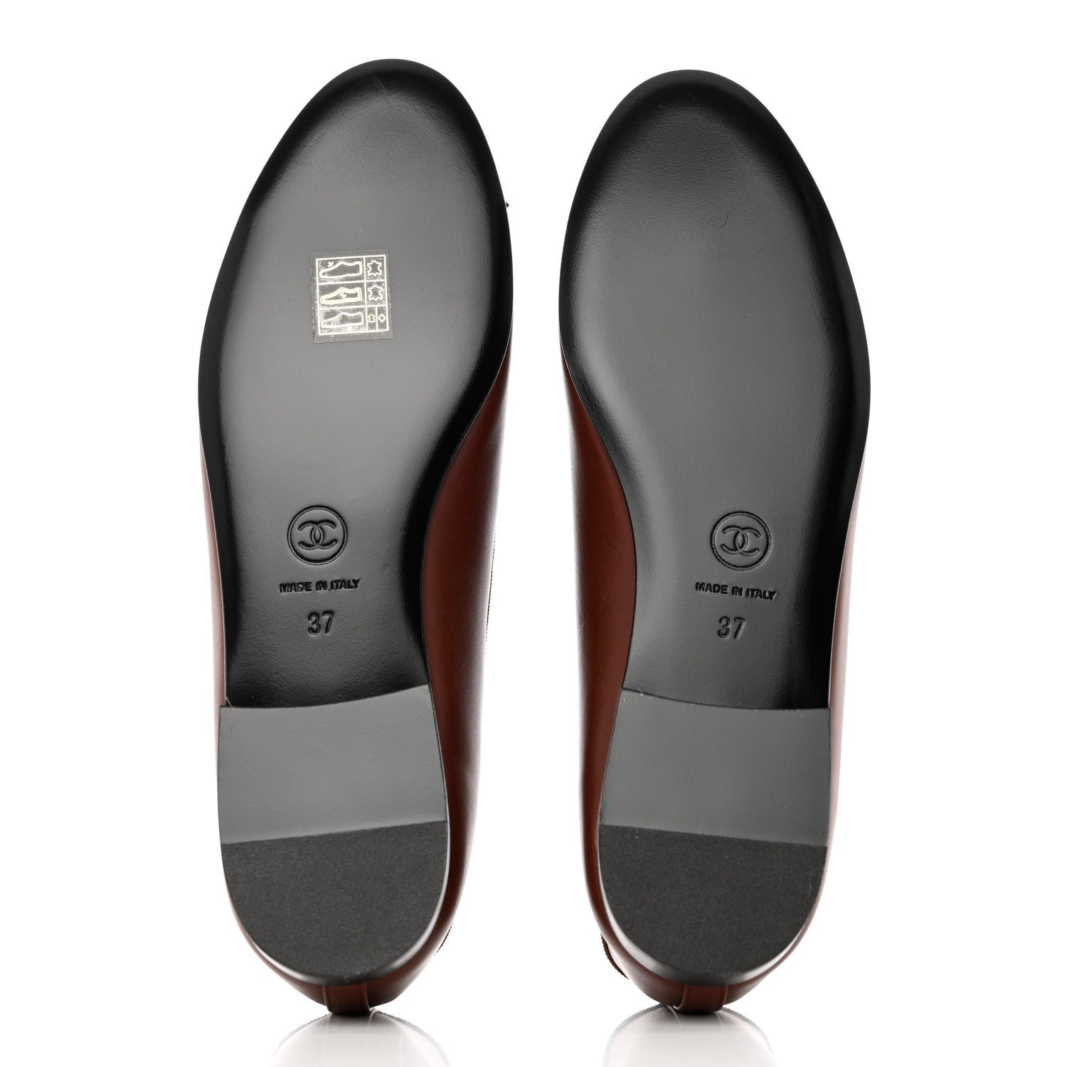 Chanel Lambskin Cap Toe CC Ballerina Flats 37 Burgundy 5 of 10