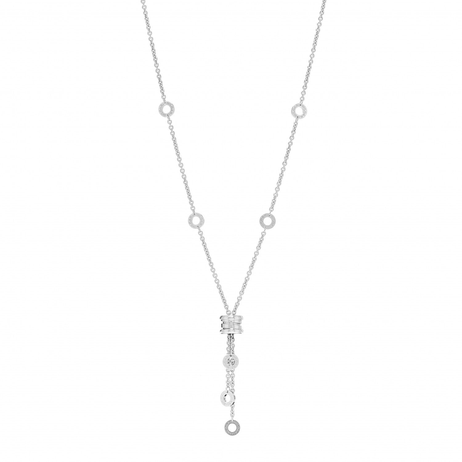 Bulgari 18K White Gold B.Zero1 Lavalier Necklace 1 of 4