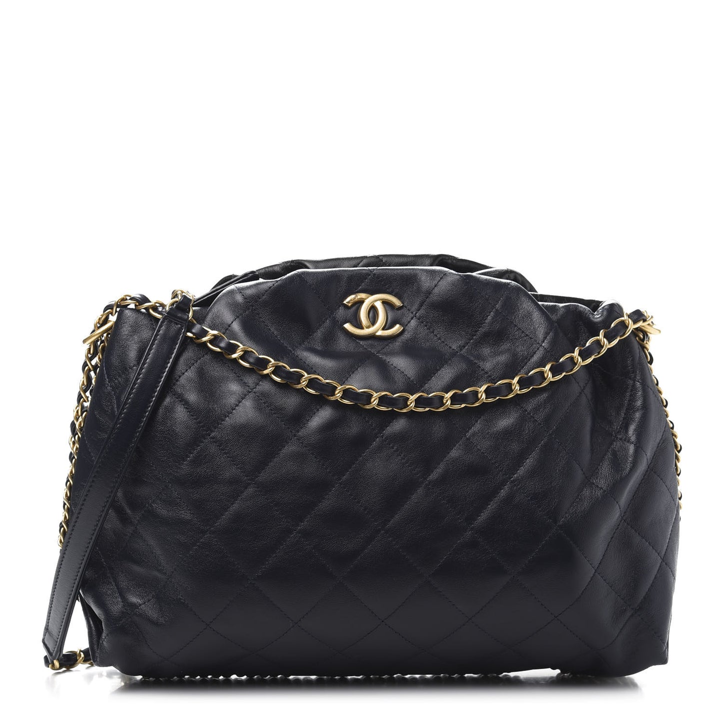 Calfskin Quilted Coco Shelter Bowling Bag Navy