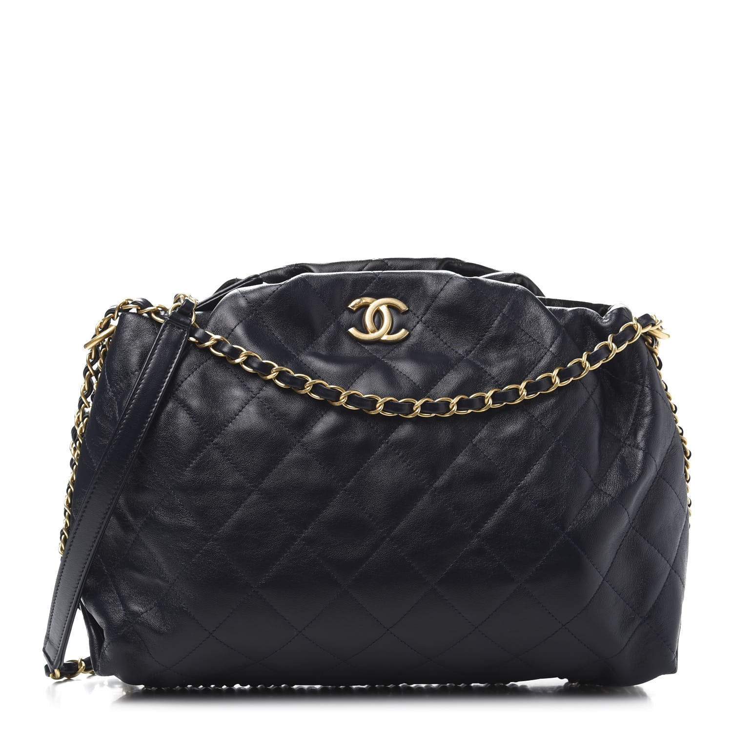 Chanel Calfskin Quilted Coco Shelter Bowling Bag Navy 1 of 11