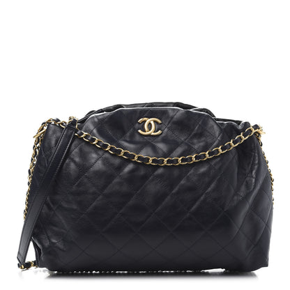 Chanel Calfskin Quilted Coco Shelter Bowling Bag Navy 1 of 11