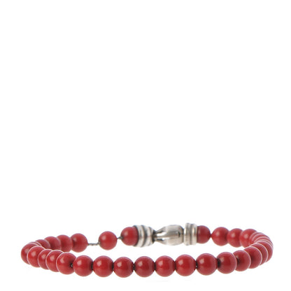 David Yurman Sterling Silver Carnelian 6mm Spiritual Beads Bracelet 1 of 5