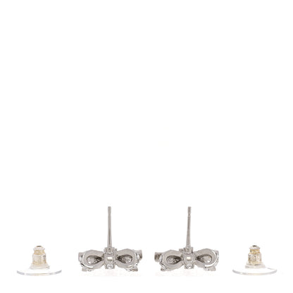 Chanel Crystal CC Bow Dangle Earrings Silver 3 of 5