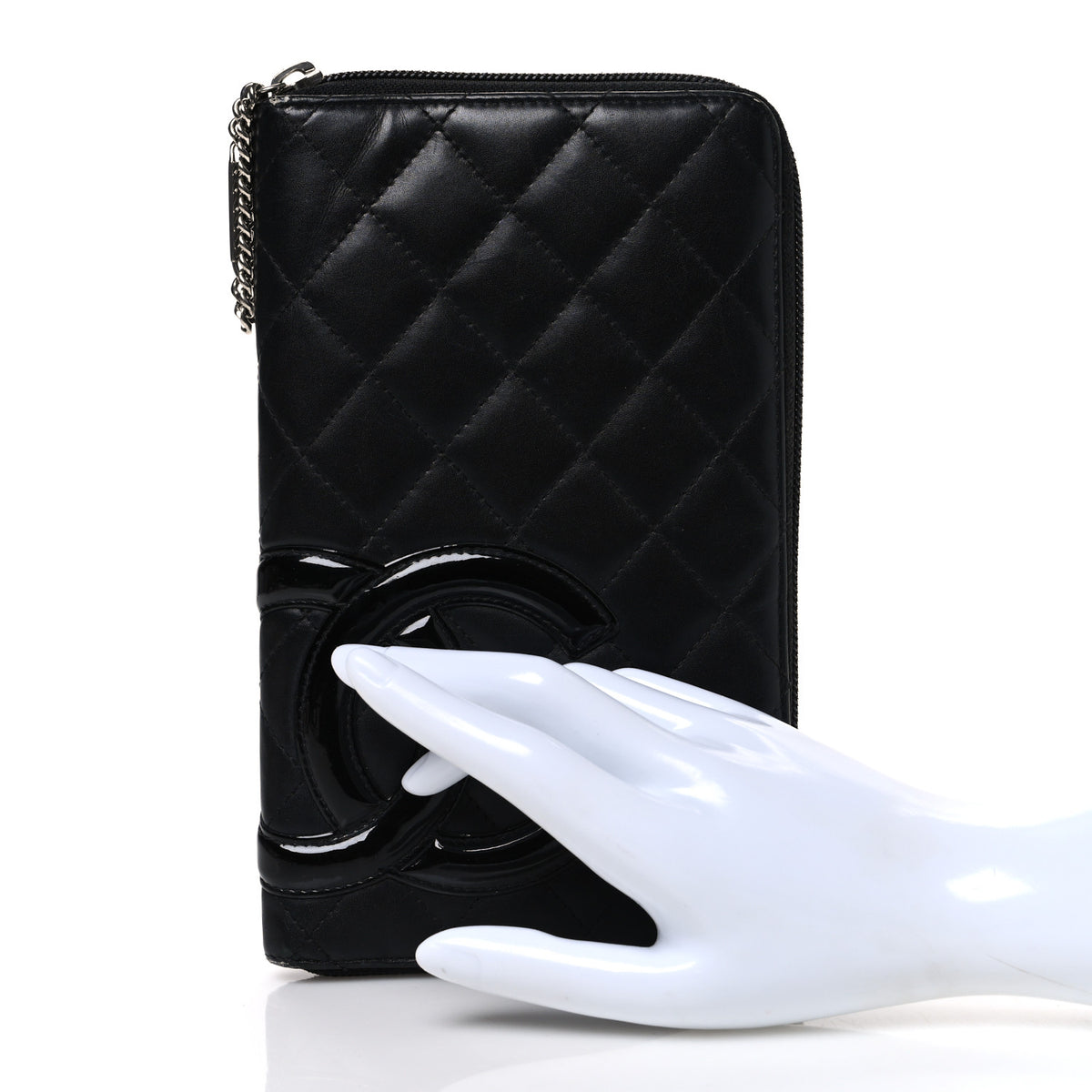 Calfskin Cambon Zip Around Organizer Wallet Black