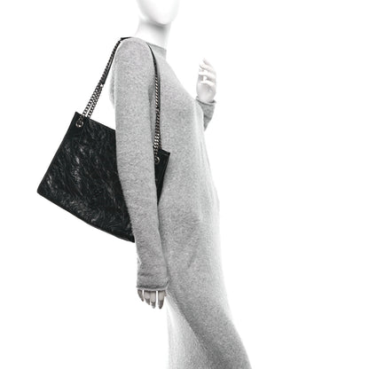 Saint Laurent Crinkled Calfskin Matelasse Monogram Medium Niki Shopper Tote Black 2 of 10