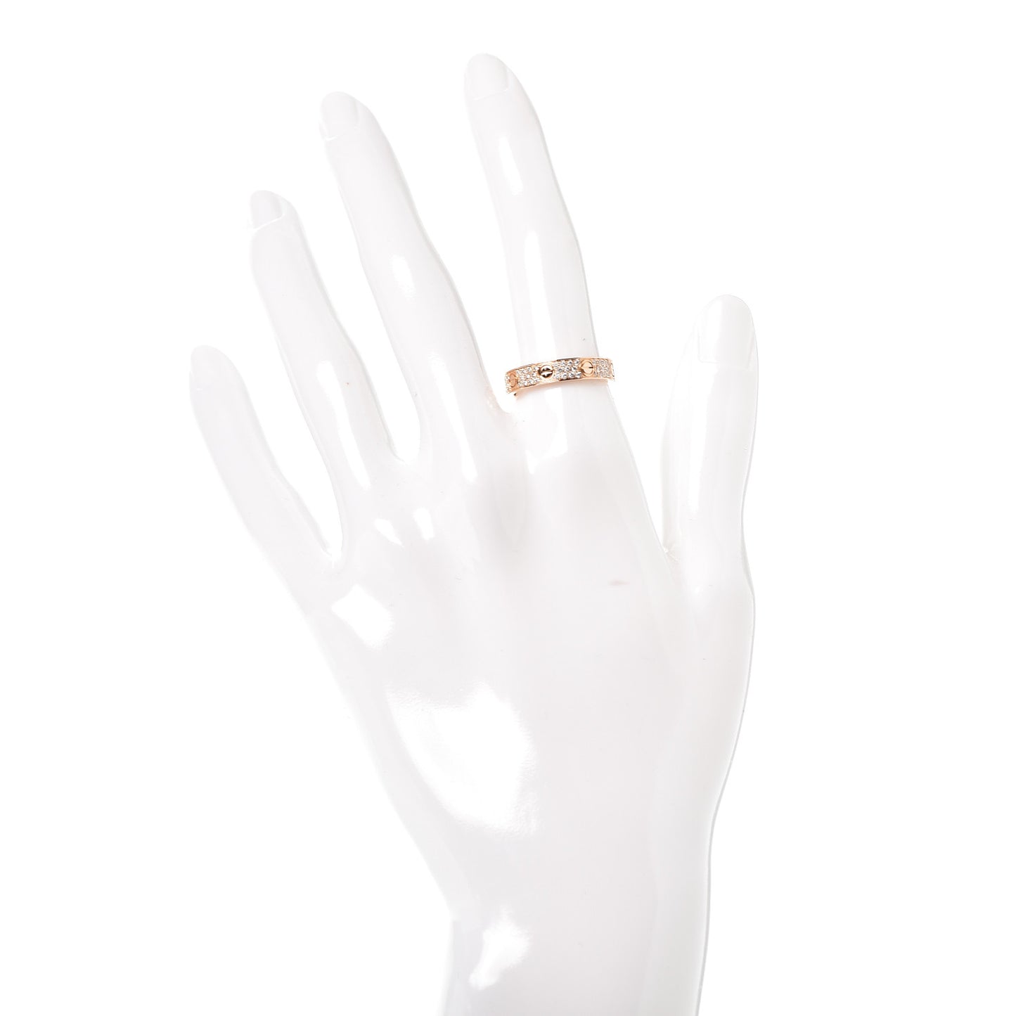 18K Pink Gold Diamond 4mm LOVE Wedding Paved Band Ring 52 6