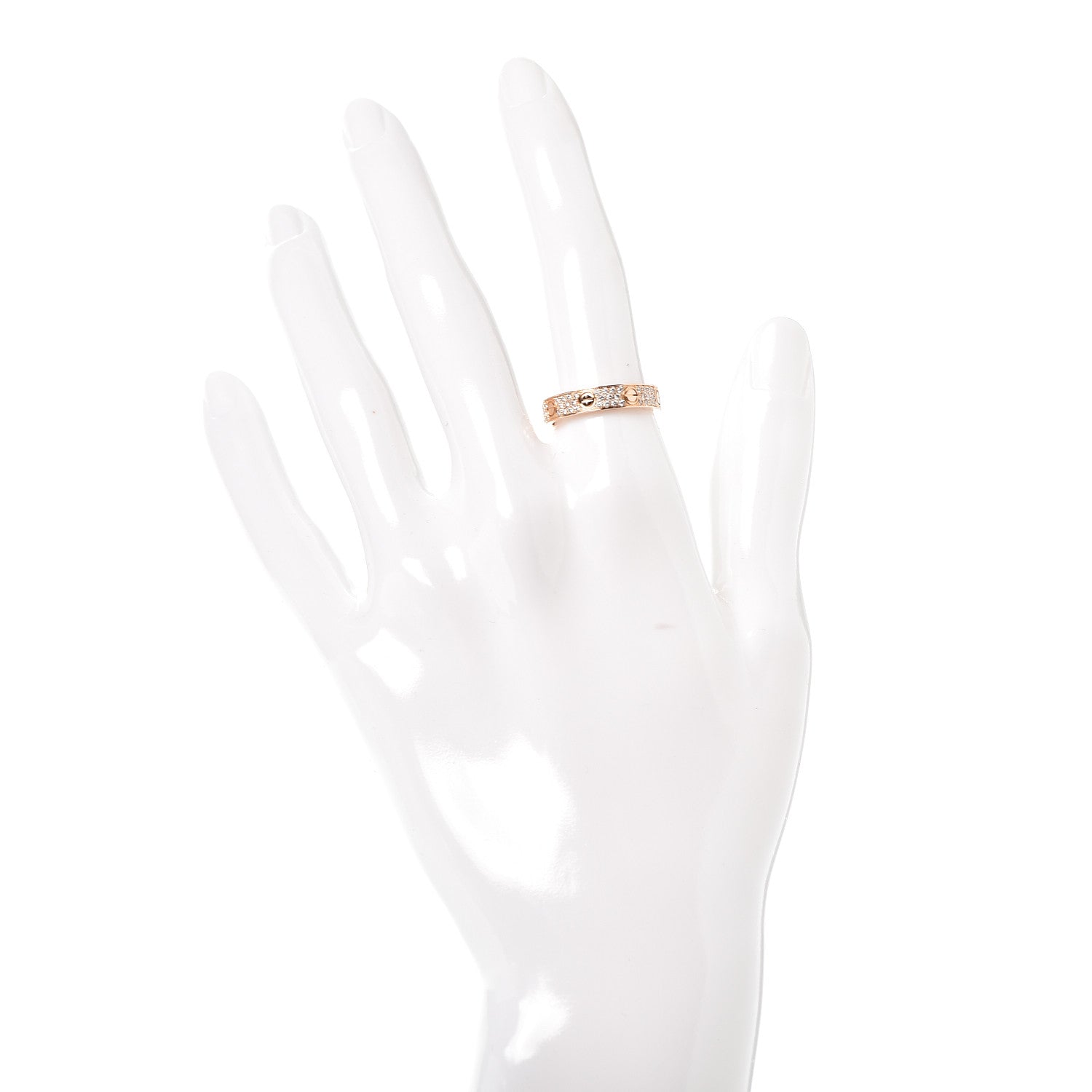 Cartier 18K Pink Gold Diamond 4mm LOVE Wedding Paved Band Ring 52 6 2 of 4