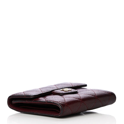 Chanel Caviar Quilted Compact Flap Wallet Burgundy 5 of 8