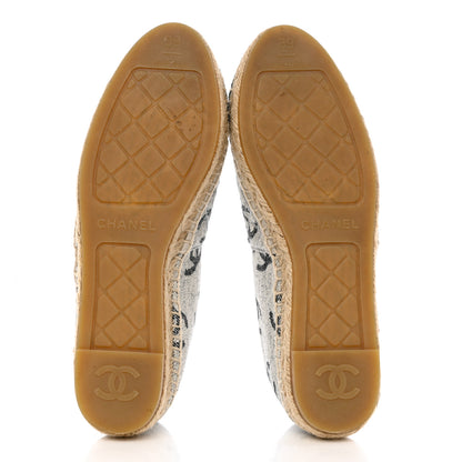 Chanel Cotton Jacquard Grosgrain CC Print Espadrilles 39 Grey Black 5 of 12