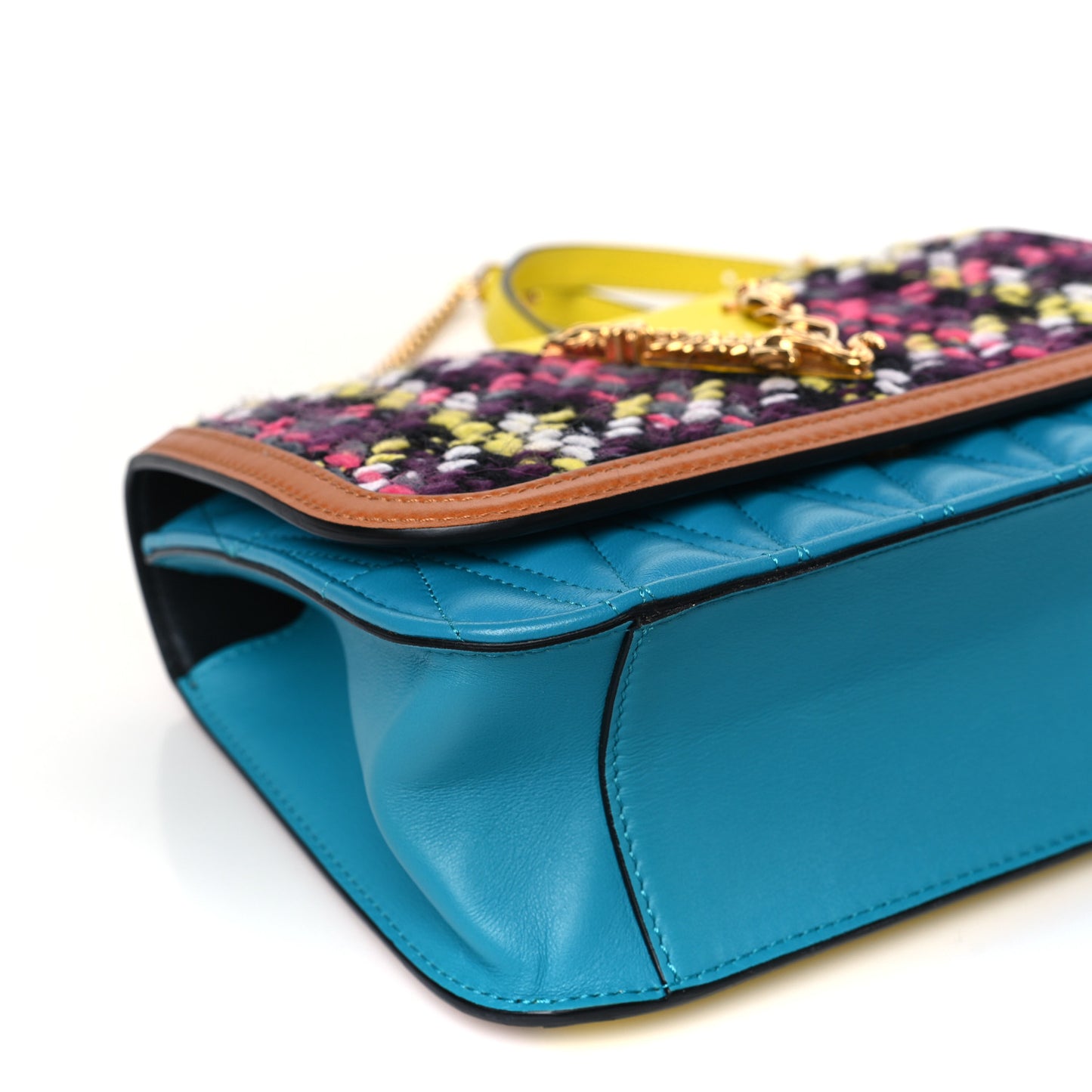 Tweed Calfskin Virtus Chain Shoulder Bag Multicolor