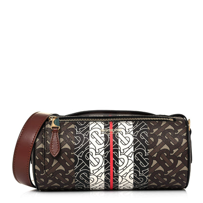 Burberry E-Canvas Monogram Stripe The Barrel Bag Bridle Brown 1 of 11