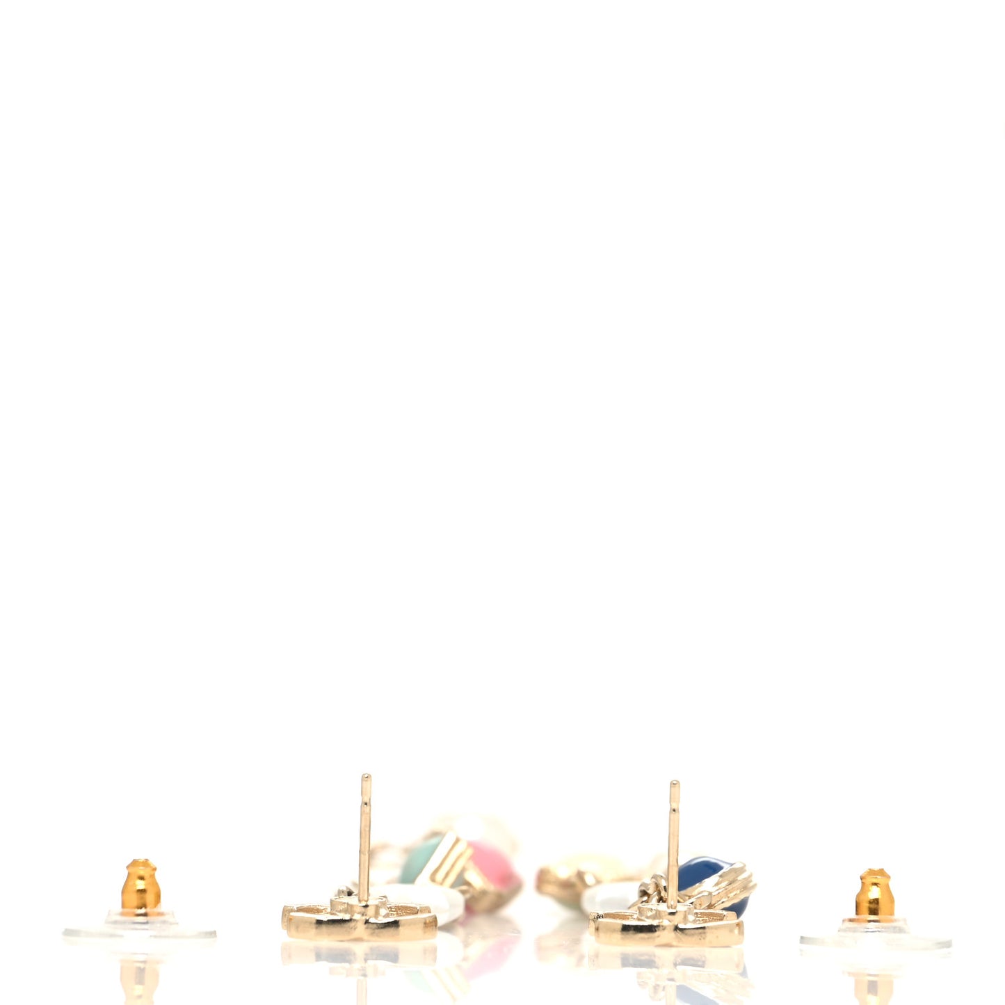 Pearl Beaded CC Drop Earrings Gold Multicolor