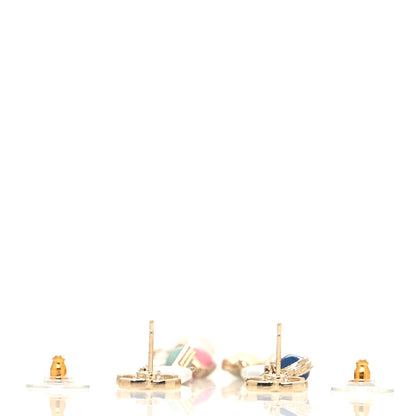 Chanel Pearl Beaded CC Drop Earrings Gold Multicolor 3 of 4