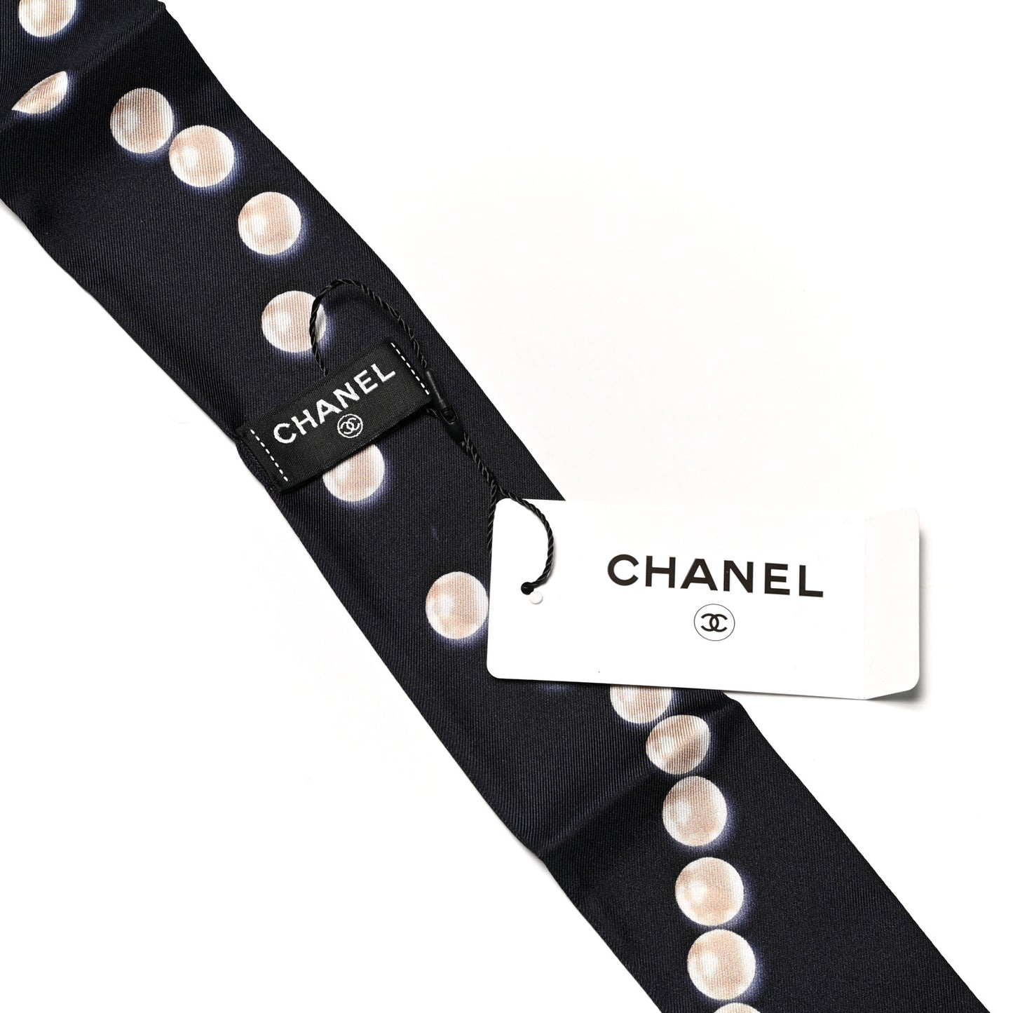 Silk Pearl CC Slim Bandeau Scarf Navy