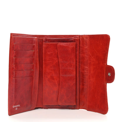 Chanel Calfskin Quilted Large Flap Wallet Red 5 of 13