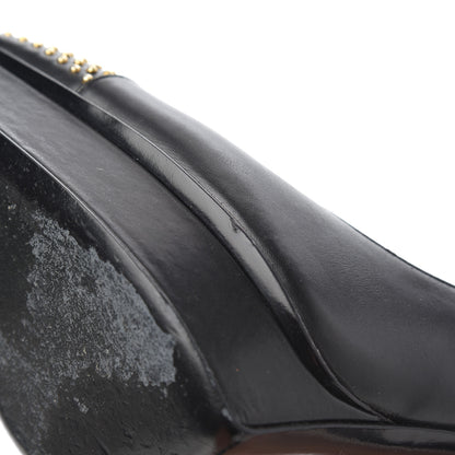 Saint Laurent Calfskin Studded Cap Toe Janis 105 Platform Pumps 38 Black 13 of 25
