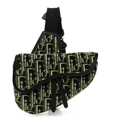 Christian Dior Velvet Oblique Mens Saddle Bag Black Green 1 of 9