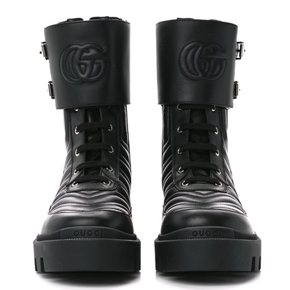 Gucci Nappa Frances GG Matelasse Platform Combat Boots 39.5 Black 2 of 9