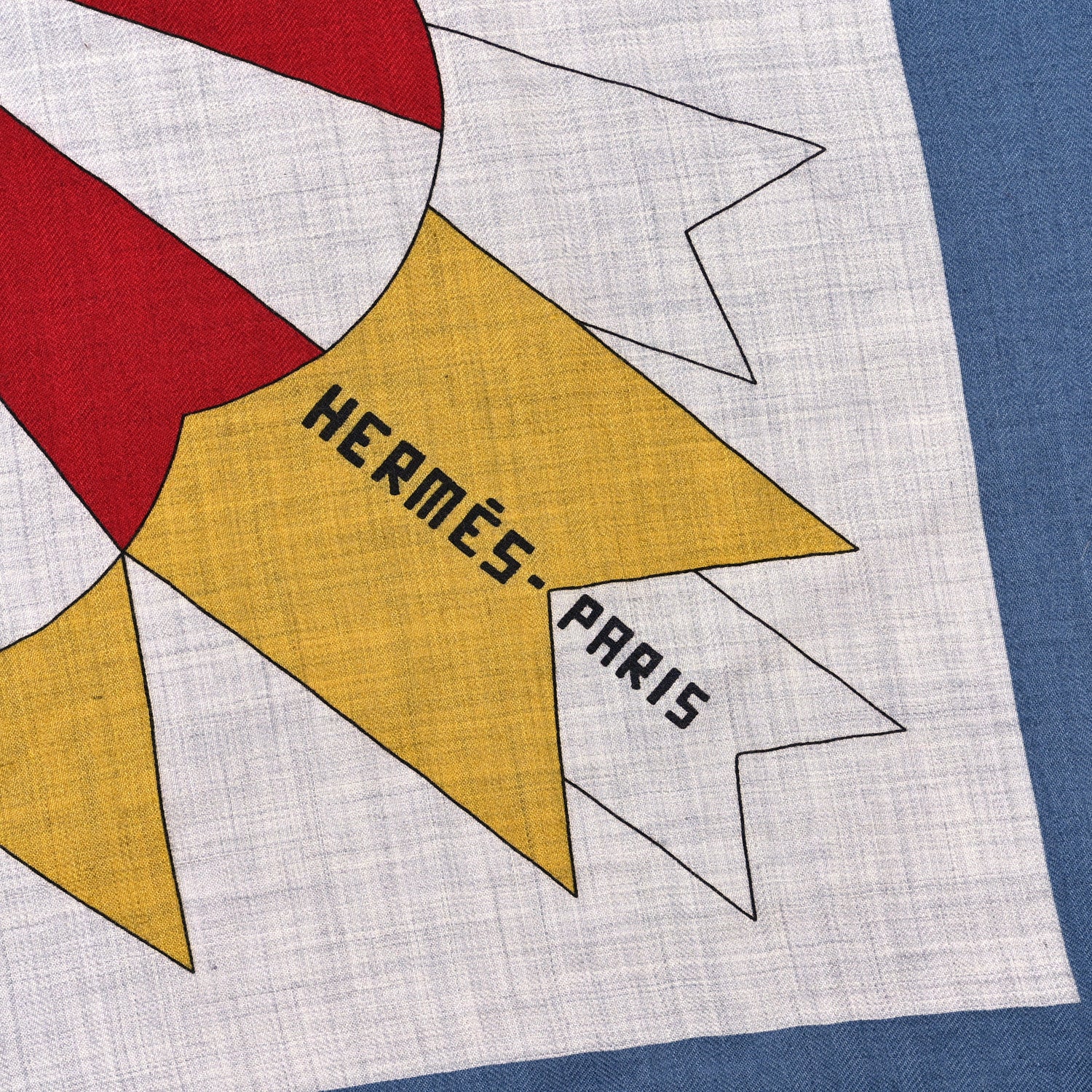 Hermes Cashmere Silk Cheval De Fete Shawl 140 Gris Chine Bleu Jaune Vif Multicolor 2 of 3
