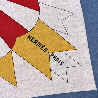 Hermes Cashmere Silk Cheval De Fete Shawl 140 Gris Chine Bleu Jaune Vif Multicolor 2 of 3