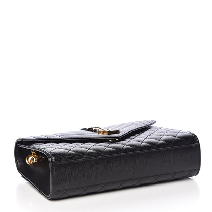 Saint Laurent Grain De Poudre Textured Mixed Matelasse Triquilt Medium Monogram Satchel Black 4 of 10
