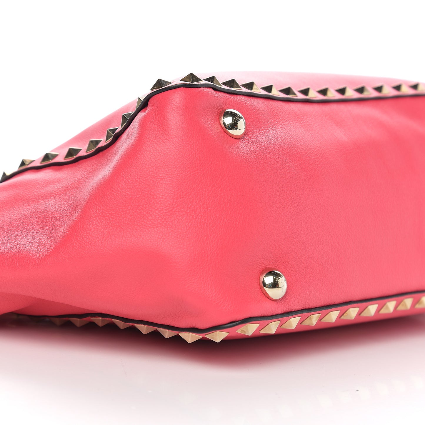 Vitello Small Rockstud Tote Raspberry