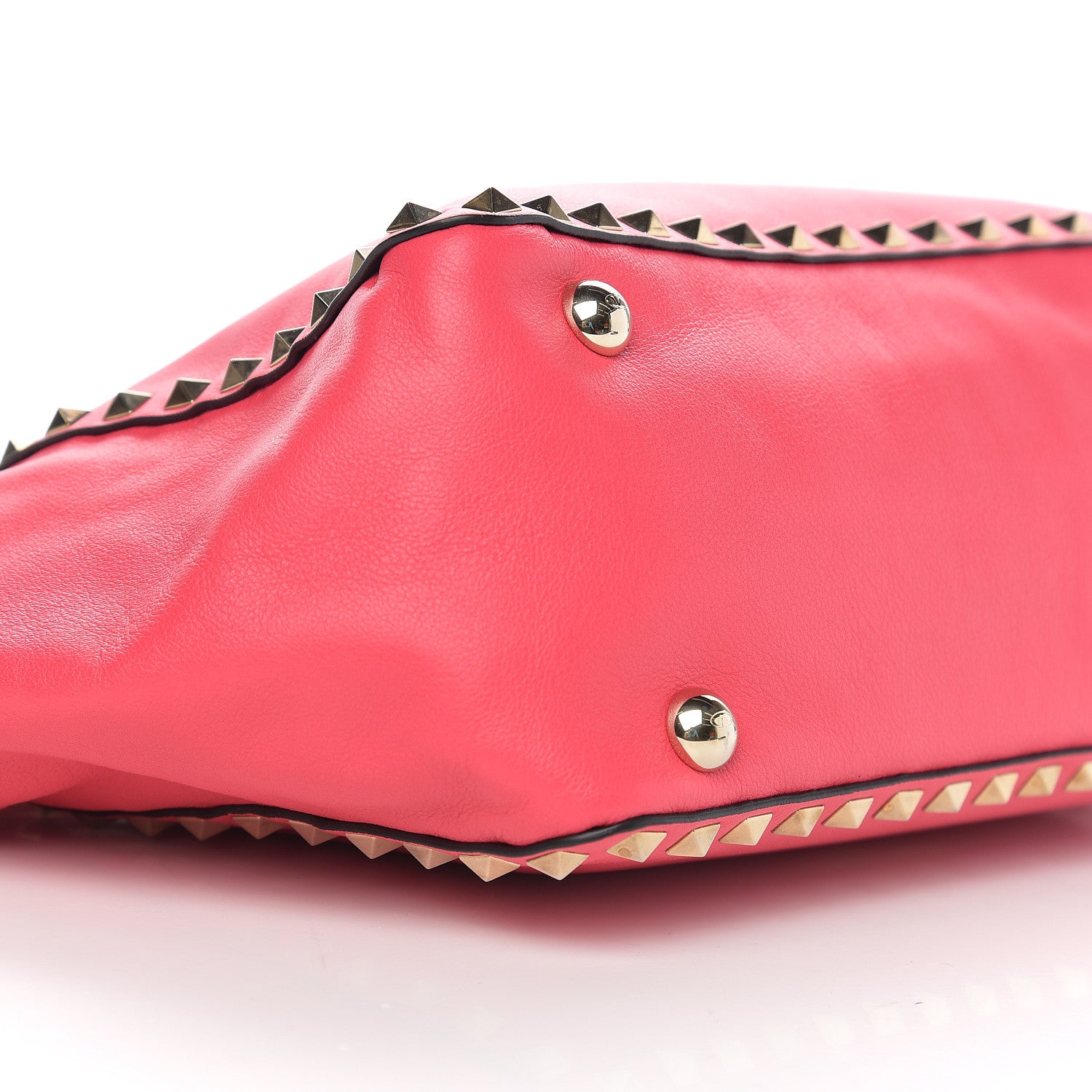 Valentino Garavani Vitello Small Rockstud Tote Raspberry 7 of 8