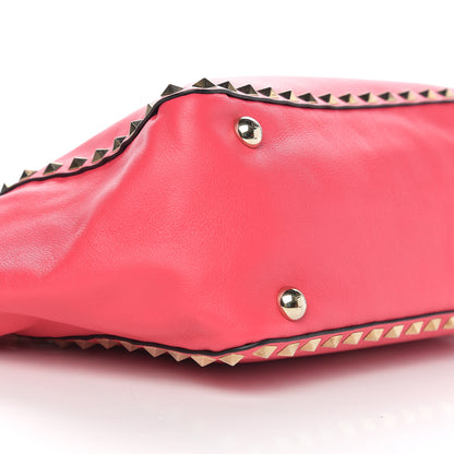 Valentino Garavani Vitello Small Rockstud Tote Raspberry 7 of 8