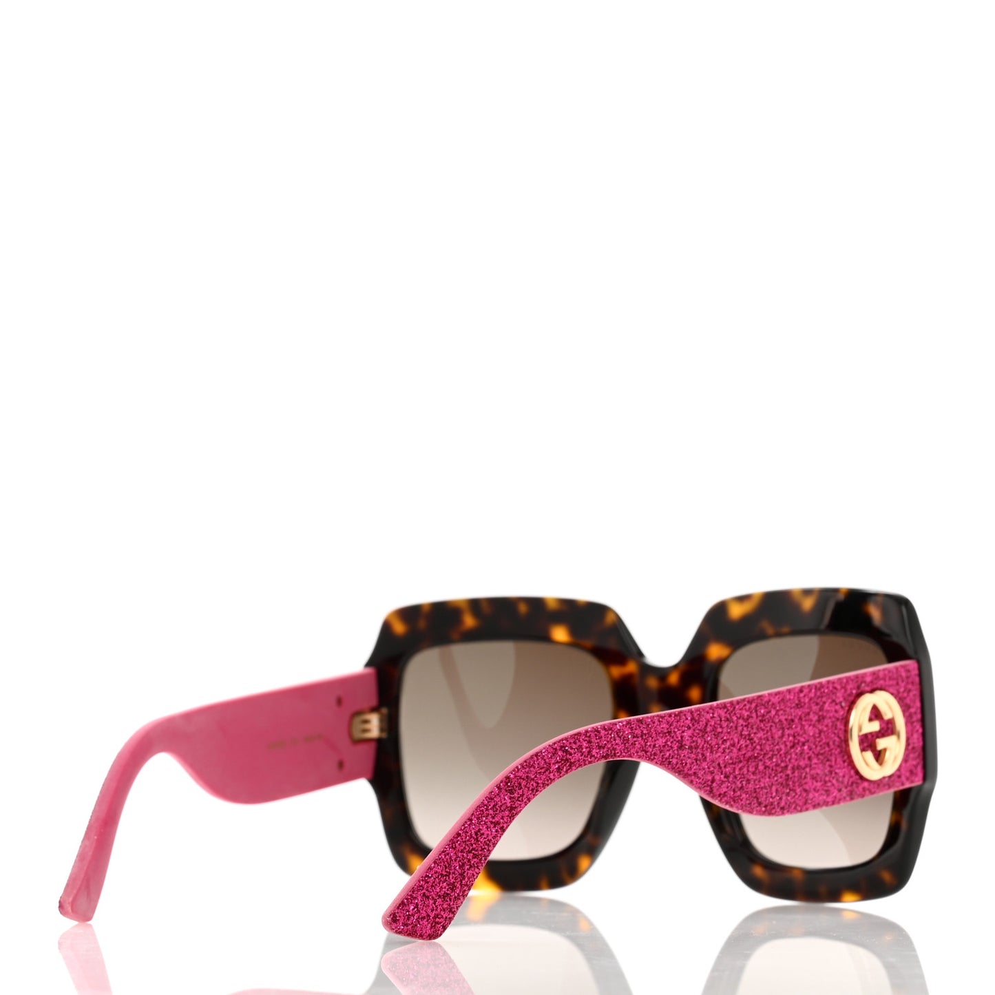 Square Frame GG0102S Sunglasses Glitter Pink Multi