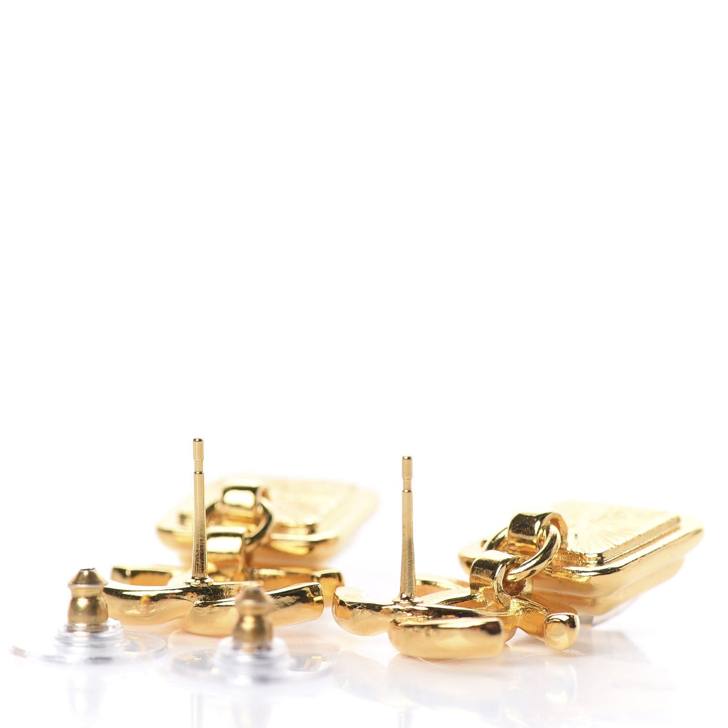 Large Crystal CC Drop Earrings Gold