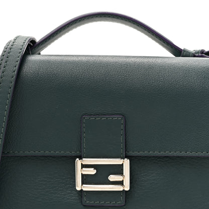 Fendi Vitello Dolce Waves Tri-Color Micro Double Baguette Verde Inglese Papavero Laguna 9 of 11
