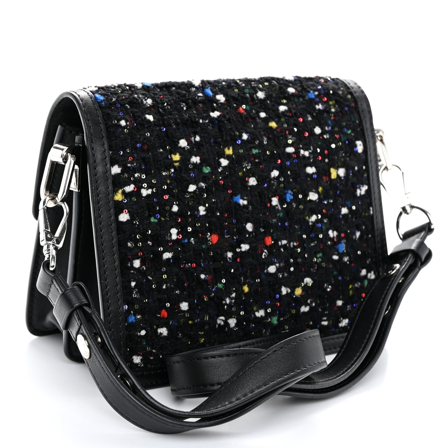 Tweed Calfskin Dauphine Mini Black Multicolor