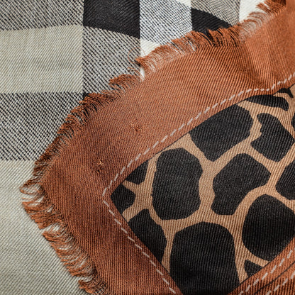 Burberry Modal Cashmere Haymarket Check Animal Print Scarf Brown 4 of 5