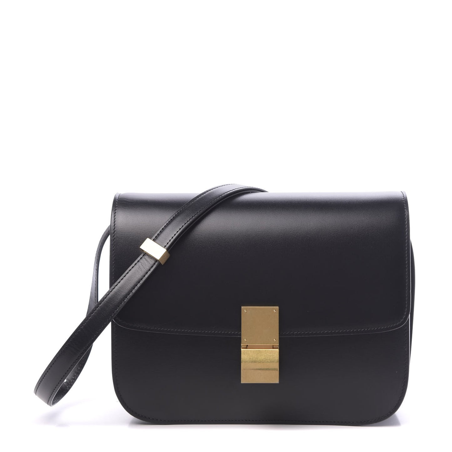 Box Calfskin Medium Classic Box Flap Bag Black