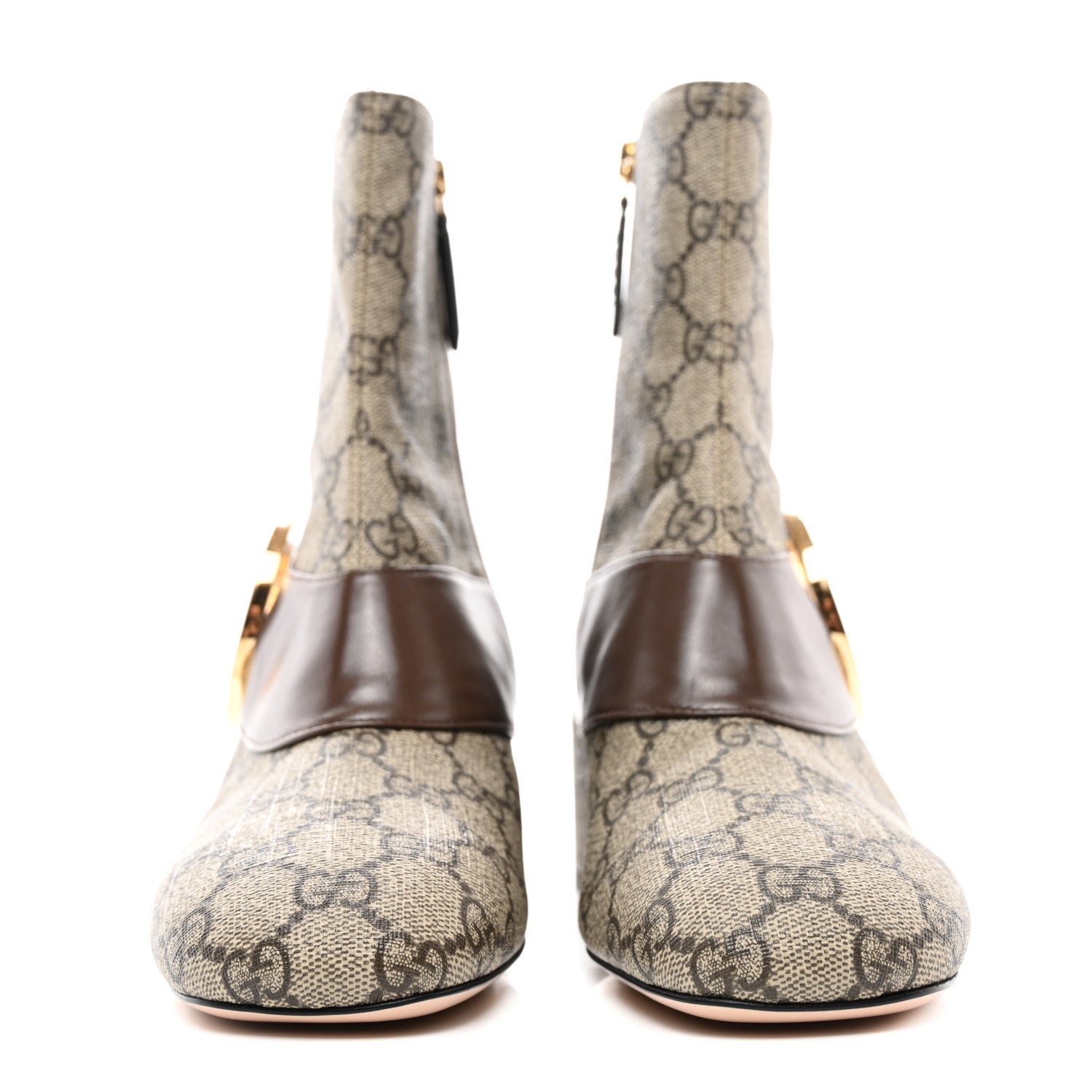 Gucci GG Supreme Monogram Malaga Kid Blondie 55mm Ankle Boots 38.5 Beige Ebony New Acero 2 of 10