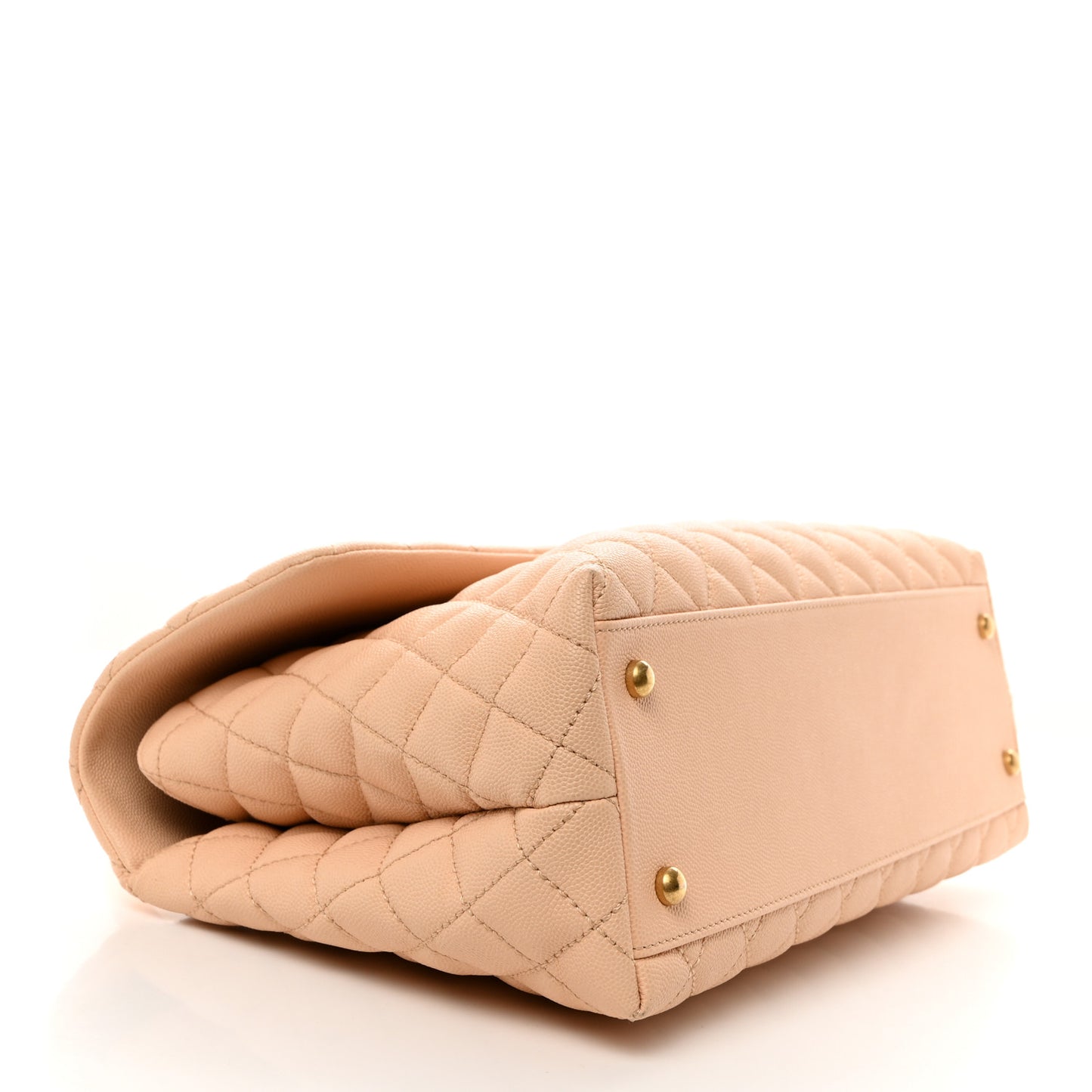 Caviar Quilted Medium Coco Handle Flap Light Beige
