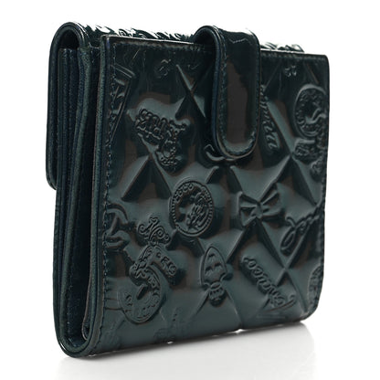 Chanel Patent Calfskin Lucky Symbols Compact French Flap Wallet Green 3 of 9