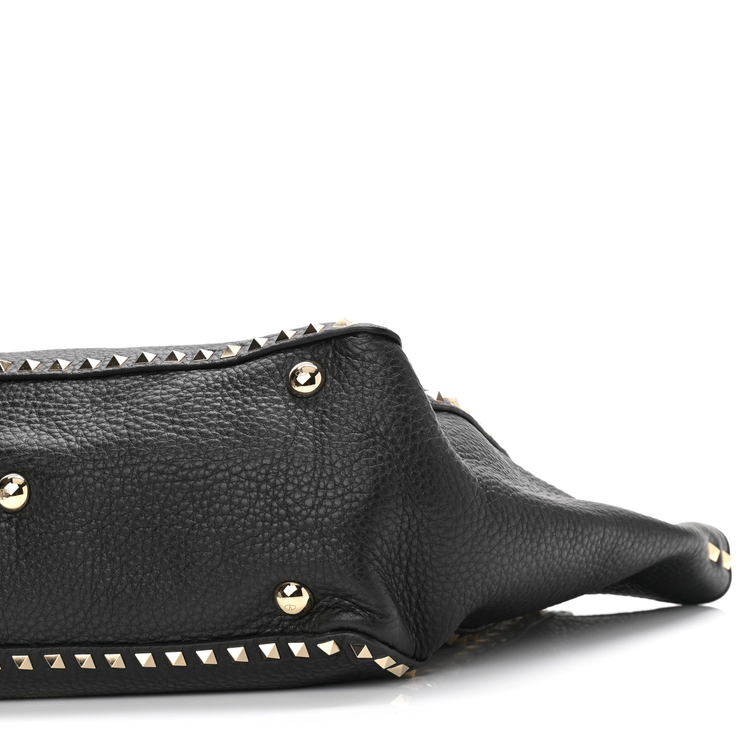 Pebbled Calfskin Medium Rockstud Tote Black