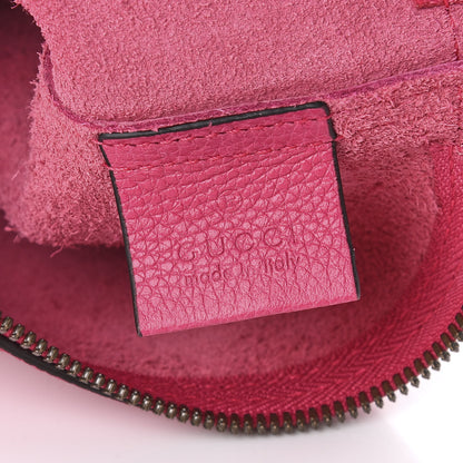 Gucci Pebbled Calfskin Medium Logo Portfolio Clutch Box Pink Green 6 of 7