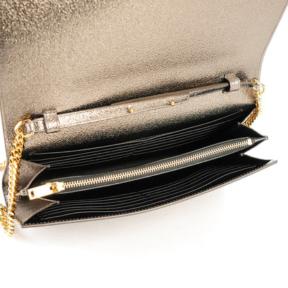 Saint Laurent Grained Metallic Calfskin Monogram Chain Wallet Bronze 5 of 8