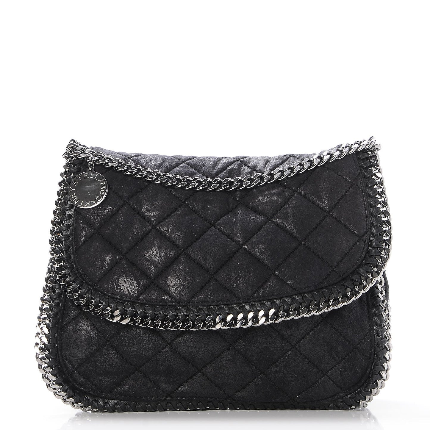 Shaggy Deer Quilted Falabella Shoulder Bag Black