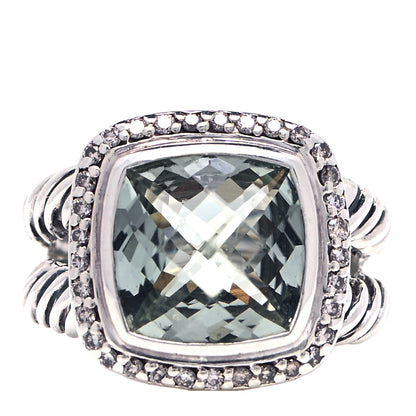 David Yurman Sterling Silver Diamond Prasiolite 11mm Albion Ring 52 6 1 of 4