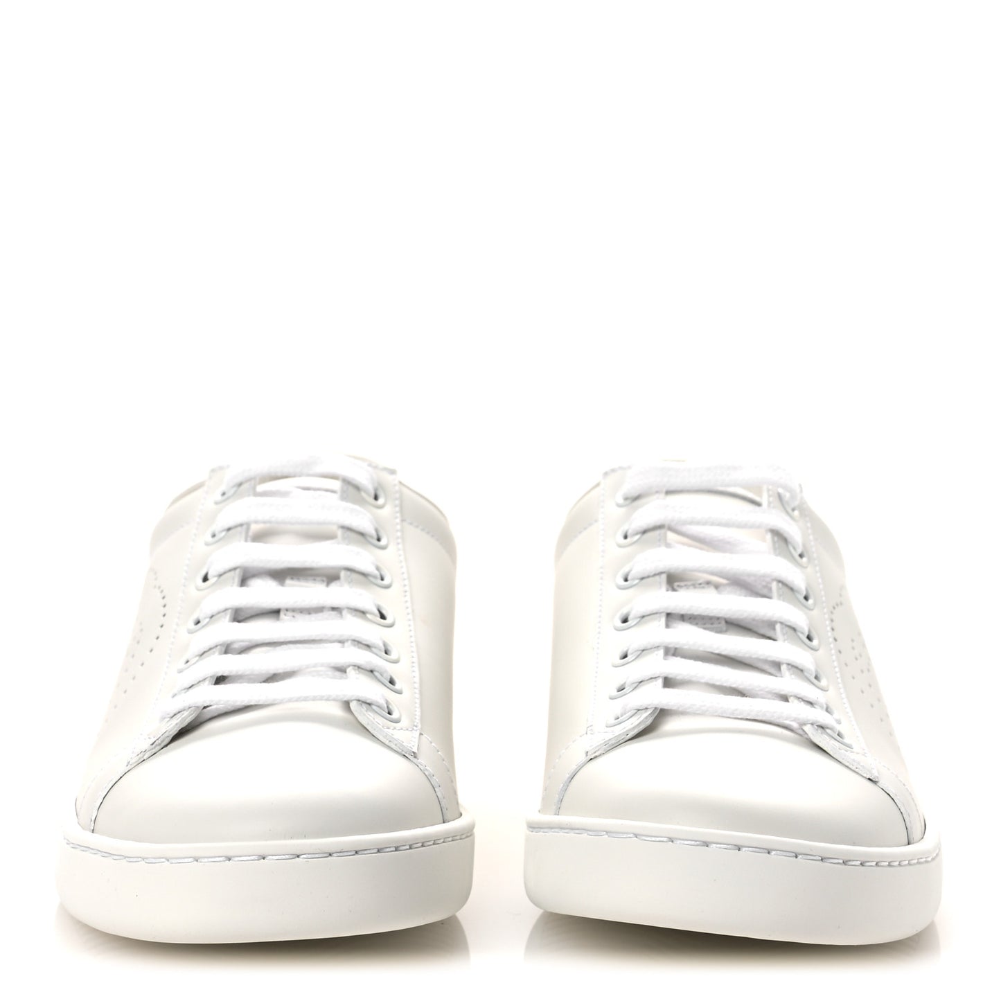Calfskin Interlocking G Perforated Womens Ace Sneakers 38.5 White Grey Sky