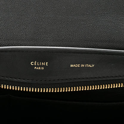 Celine Crocodile Embossed Calfskin Suede Medium Trapeze Black 6 of 15